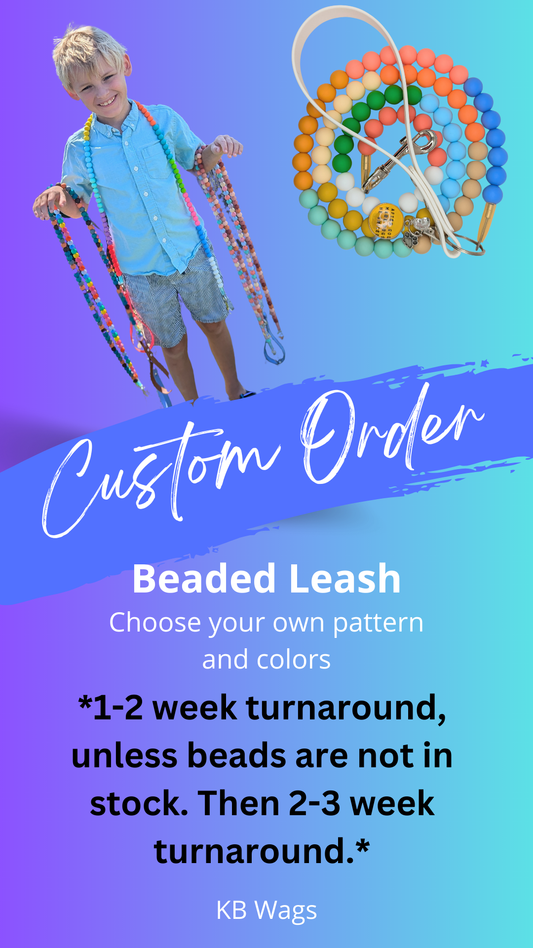 Custom Beaded Dog Leash - 5ft - Made to Order